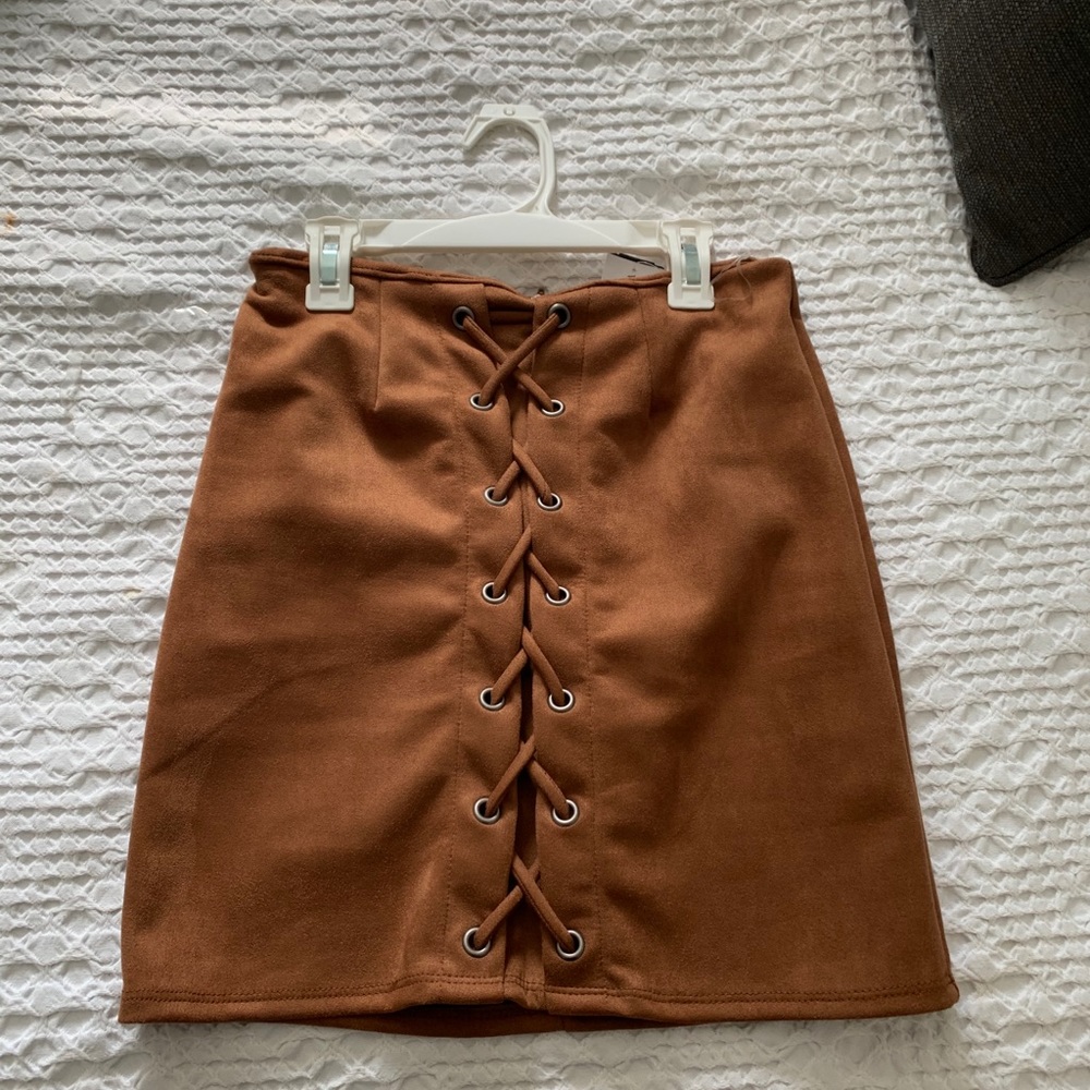 Velvet corset- styled mini skirt.